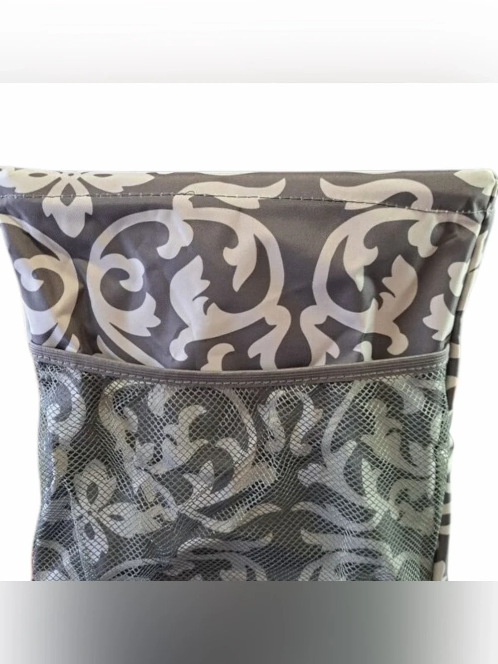 Lucazzi XL Collapsible Utility Tote Bag Gray Damask Grocery Storage Organizer